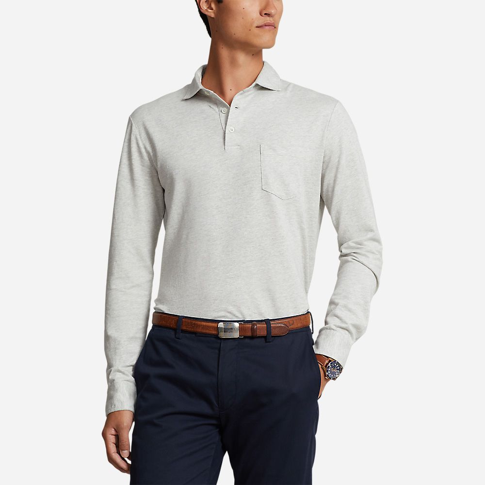 Custom Slim Cotton-Linen Oxford Polo - Spring Heather