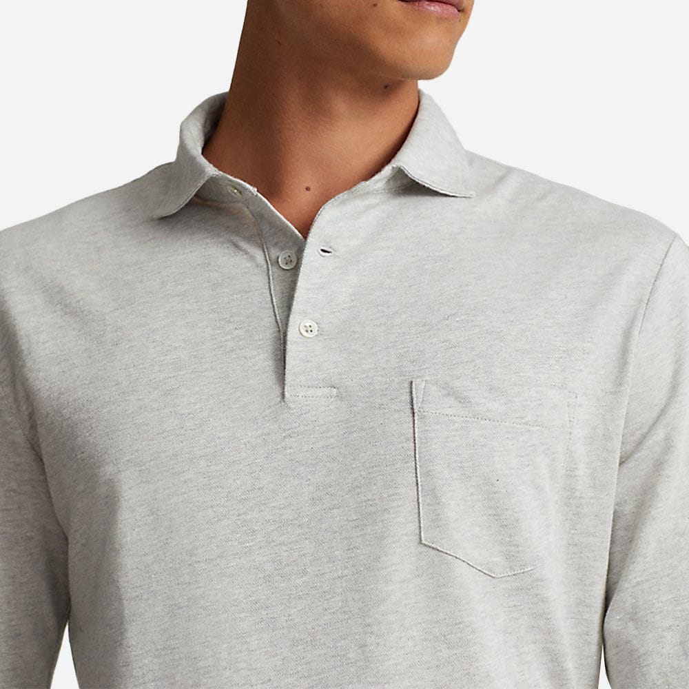 Custom Slim Cotton-Linen Oxford Polo - Spring Heather