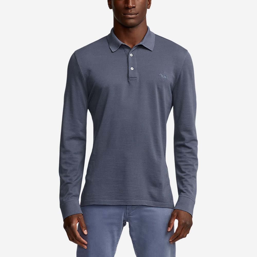 Wool Knit Polo Long Sleeve - Supply Blue