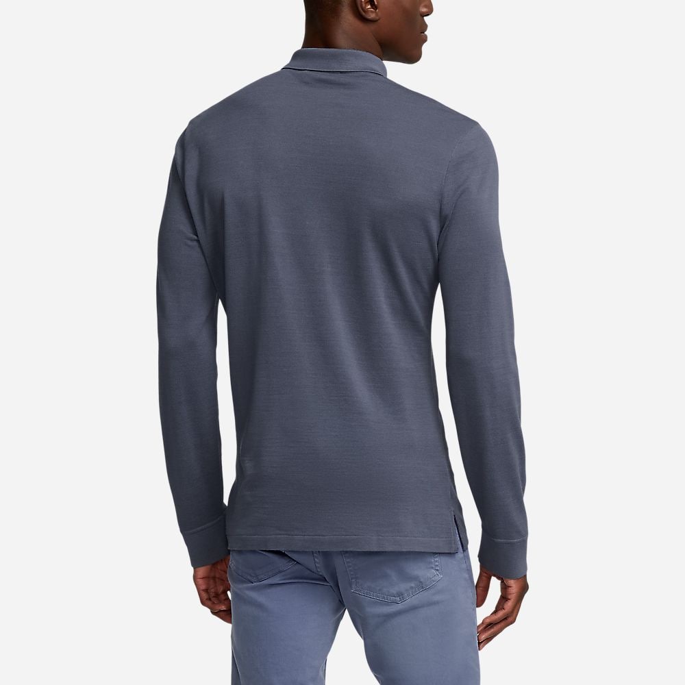 Wool Knit Polo Long Sleeve - Supply Blue