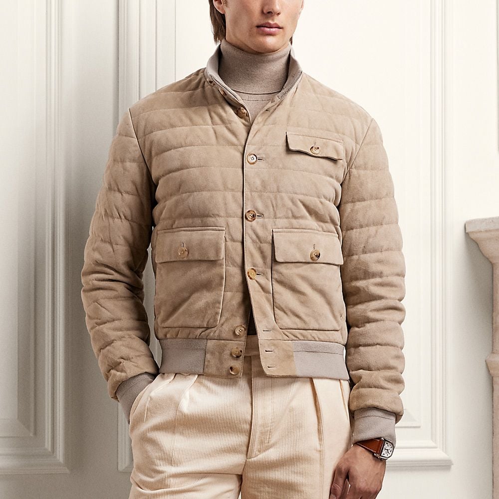Quilted Suede Down Jacket - Trffle