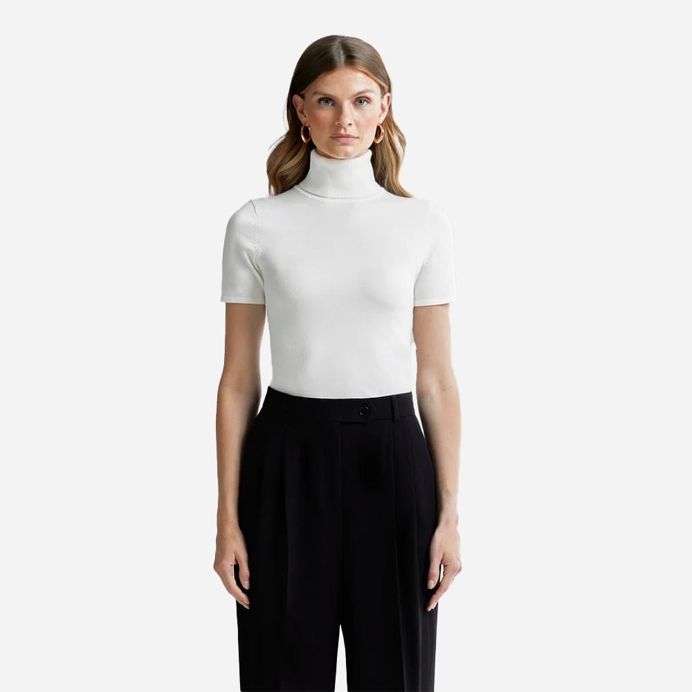 Pola Polo Neck Knit - Chalk White