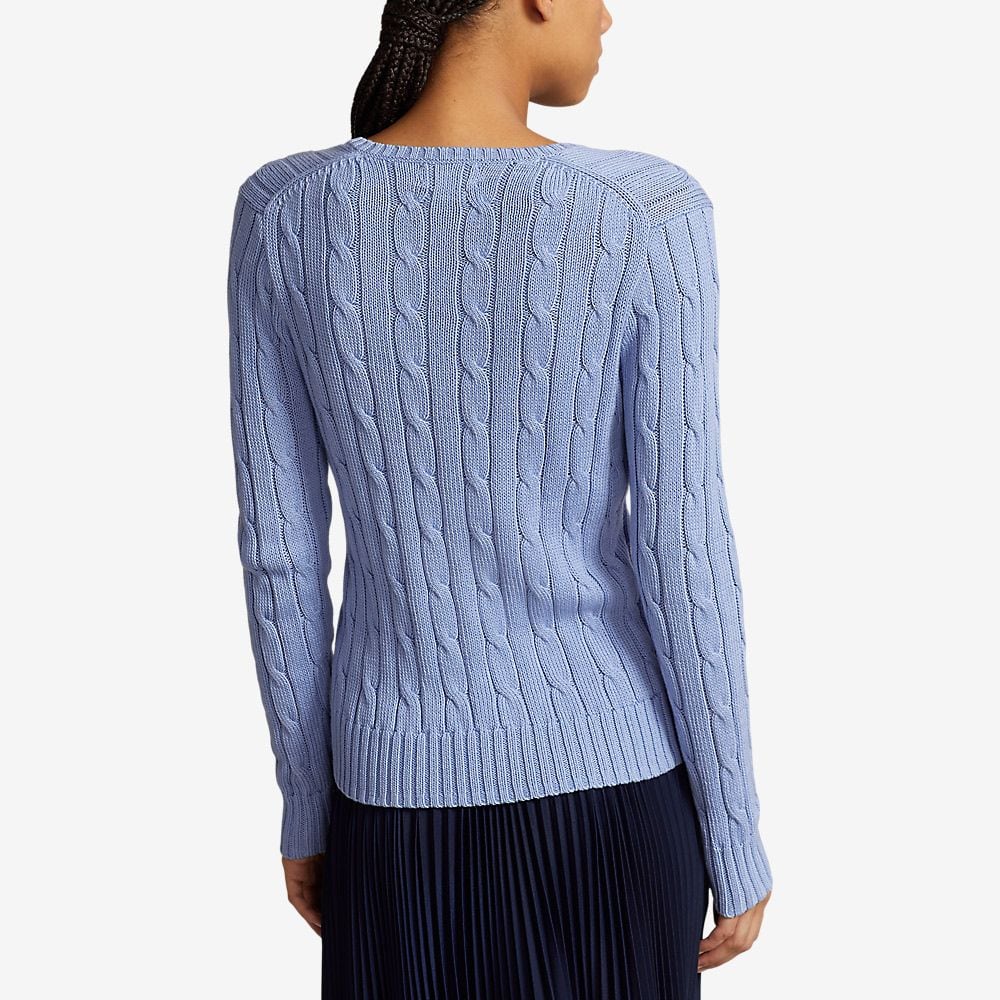 Cable-Knit Cotton V-Neck Sweater - New Litchfield Blue