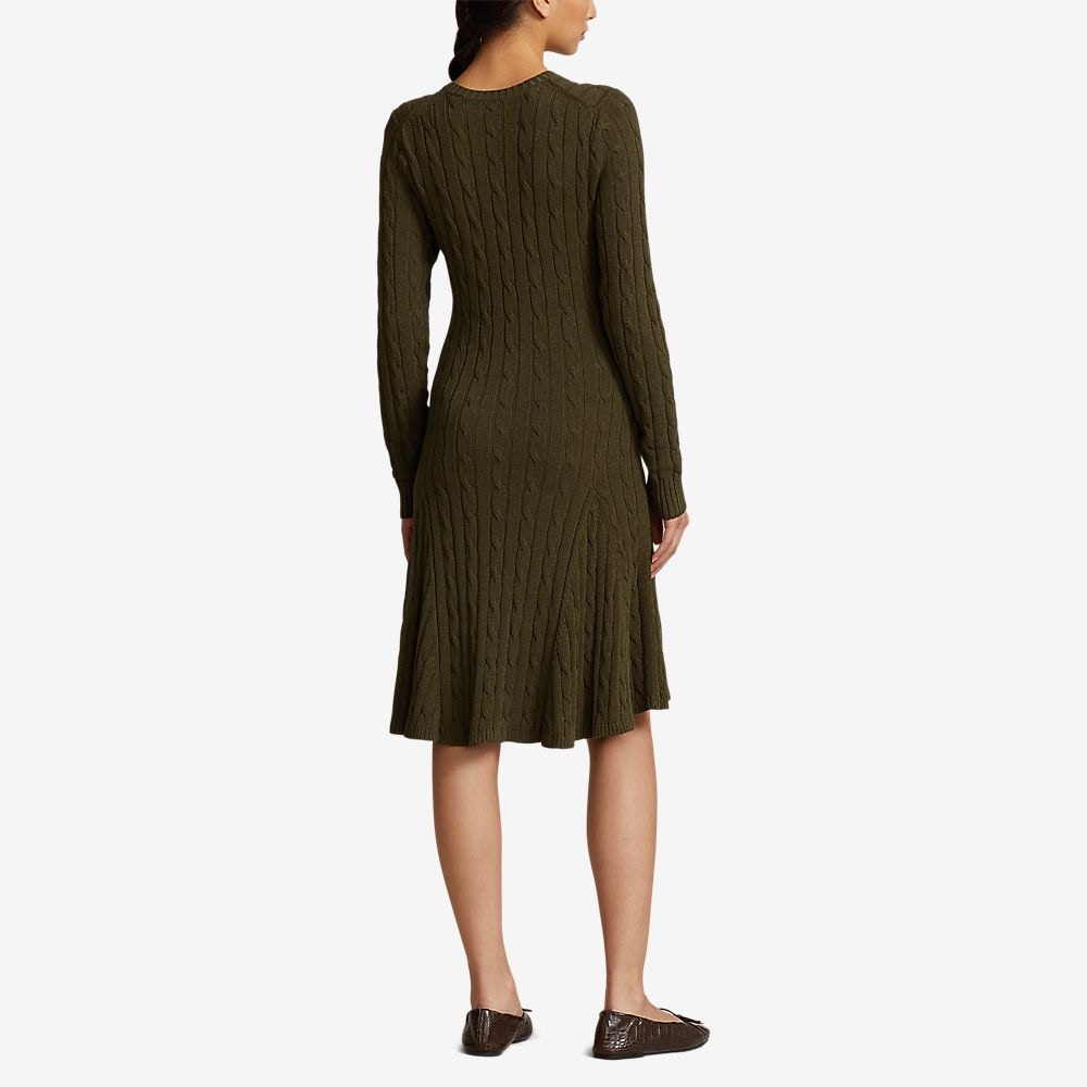 Cable-Knit Sweater Dress - Canopy Olive