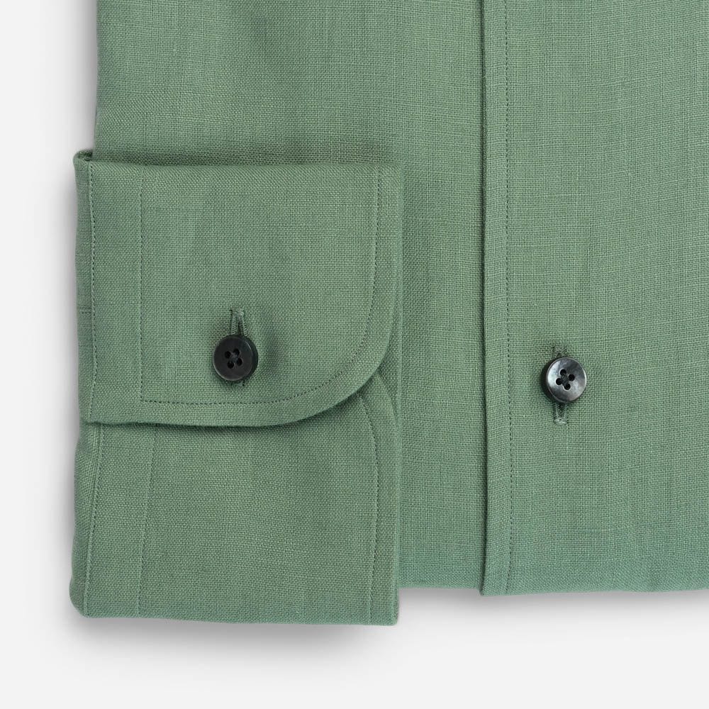 Long Sleeve Linen Dress Shirt - Green