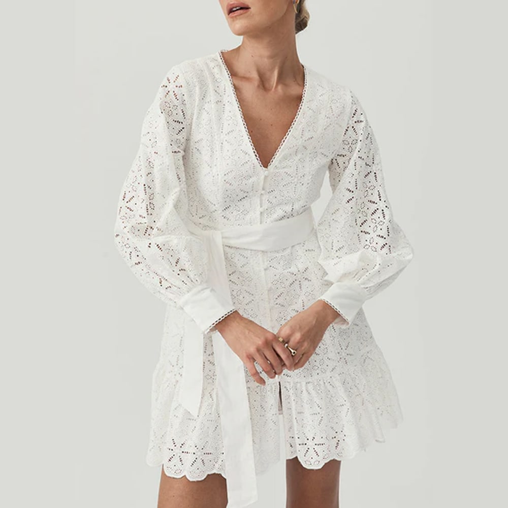 Sara Lace Mini Dress - Ivory