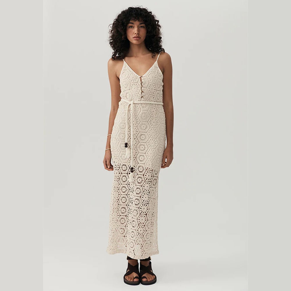 Talia Beach Lace Midi Dress - Ivory