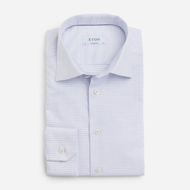 Slim Cotton-Tencel Shirt - Light Purple Check