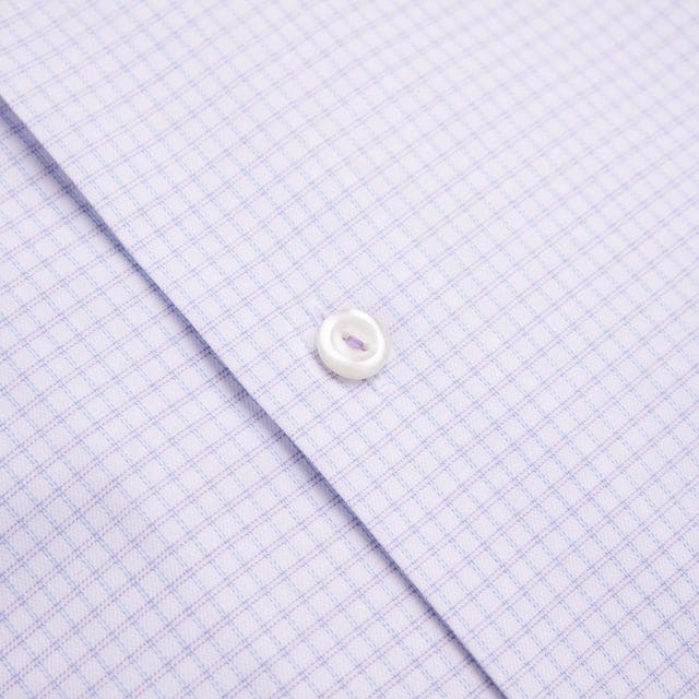 Slim Cotton-Tencel Shirt - Light Purple Check