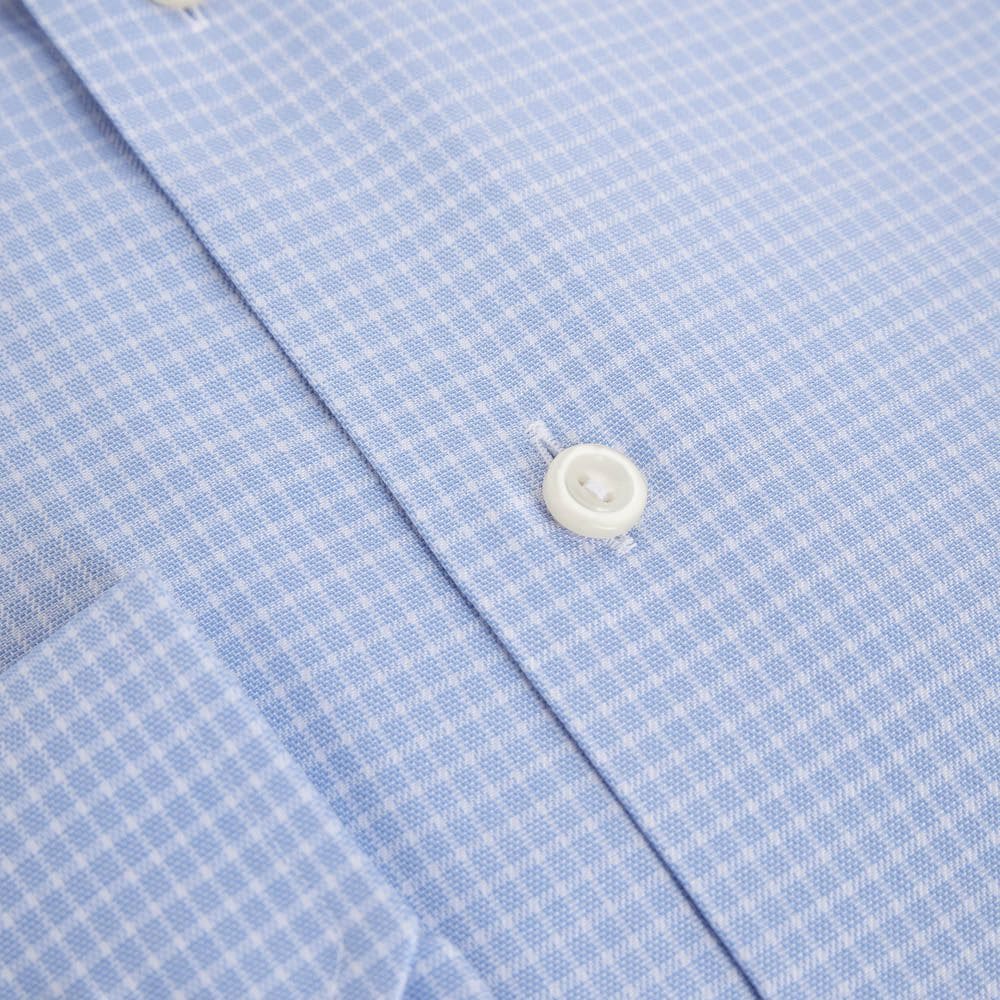 Contemporary Signature Twill Shirt - Mid Blue Micro Check
