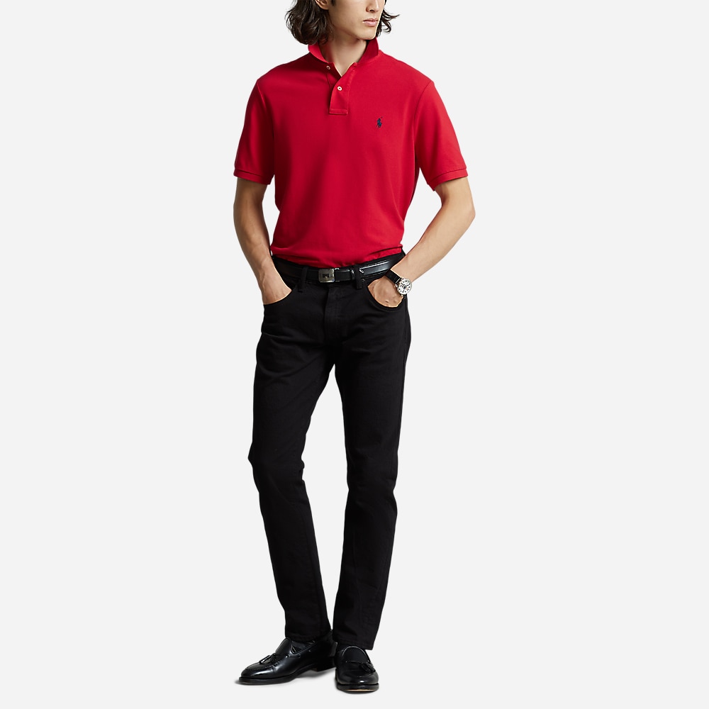 Slim Fit Mesh Polo Shirt - Red