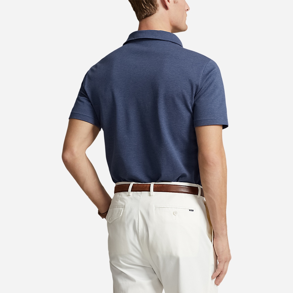 Classic Fit Stretch Mesh Polo Shirt - Refined Navy
