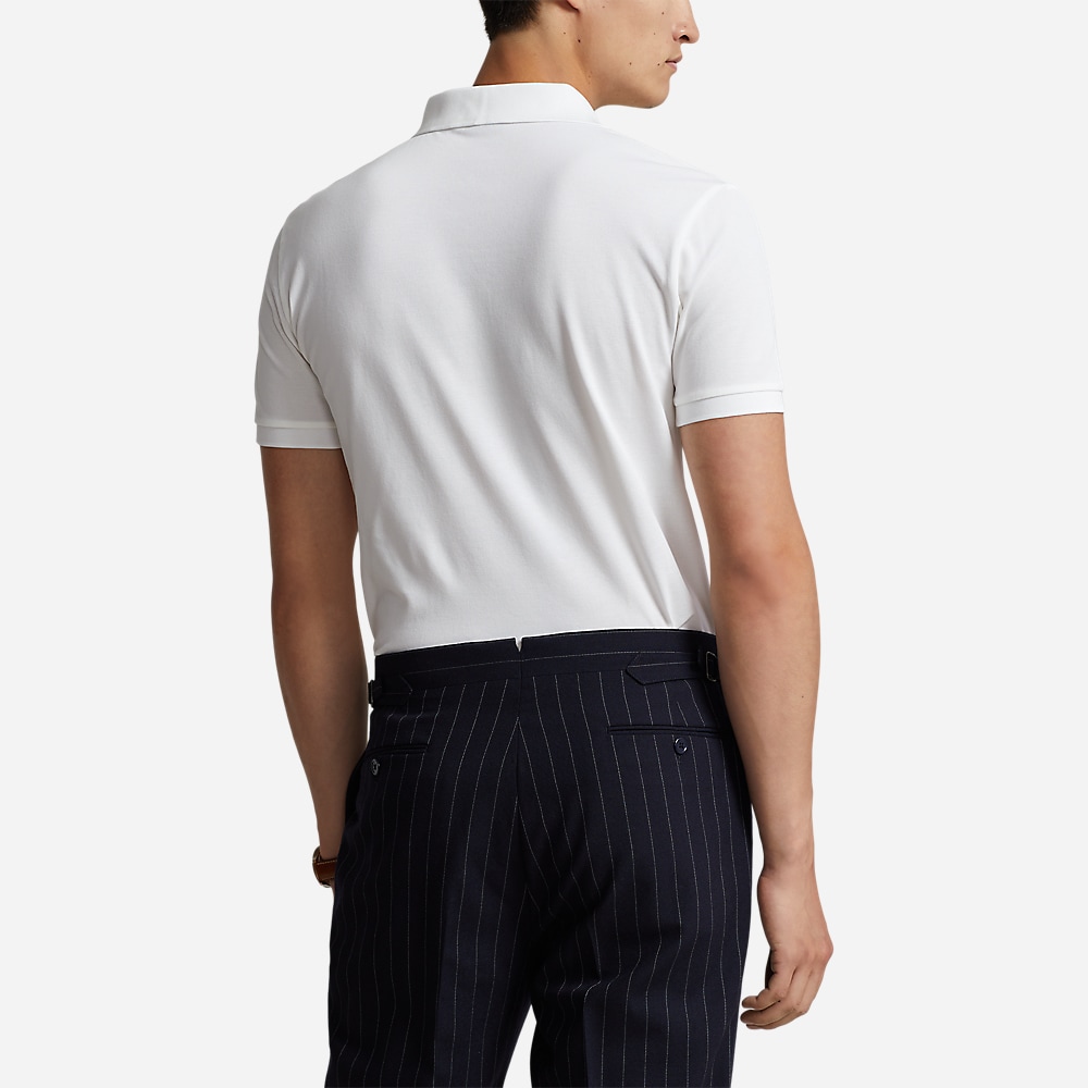 Slim Fit Stretch Mesh Polo - White