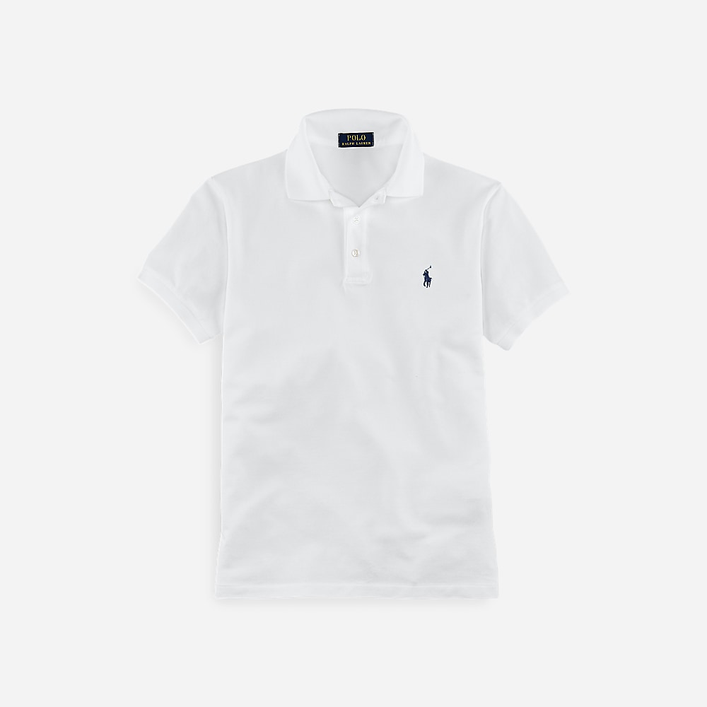 Slim Fit Stretch Mesh Polo - White