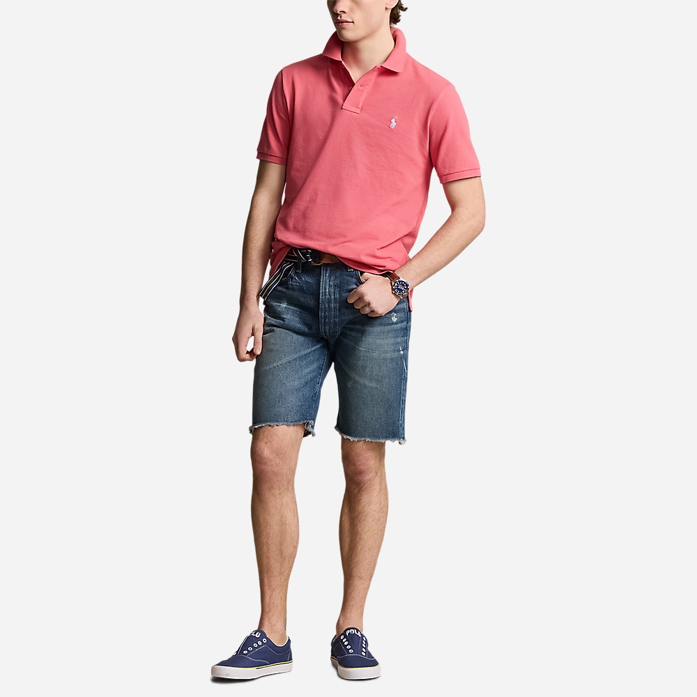 Custom Slim Fit Mesh Polo Shirt - Pale Red