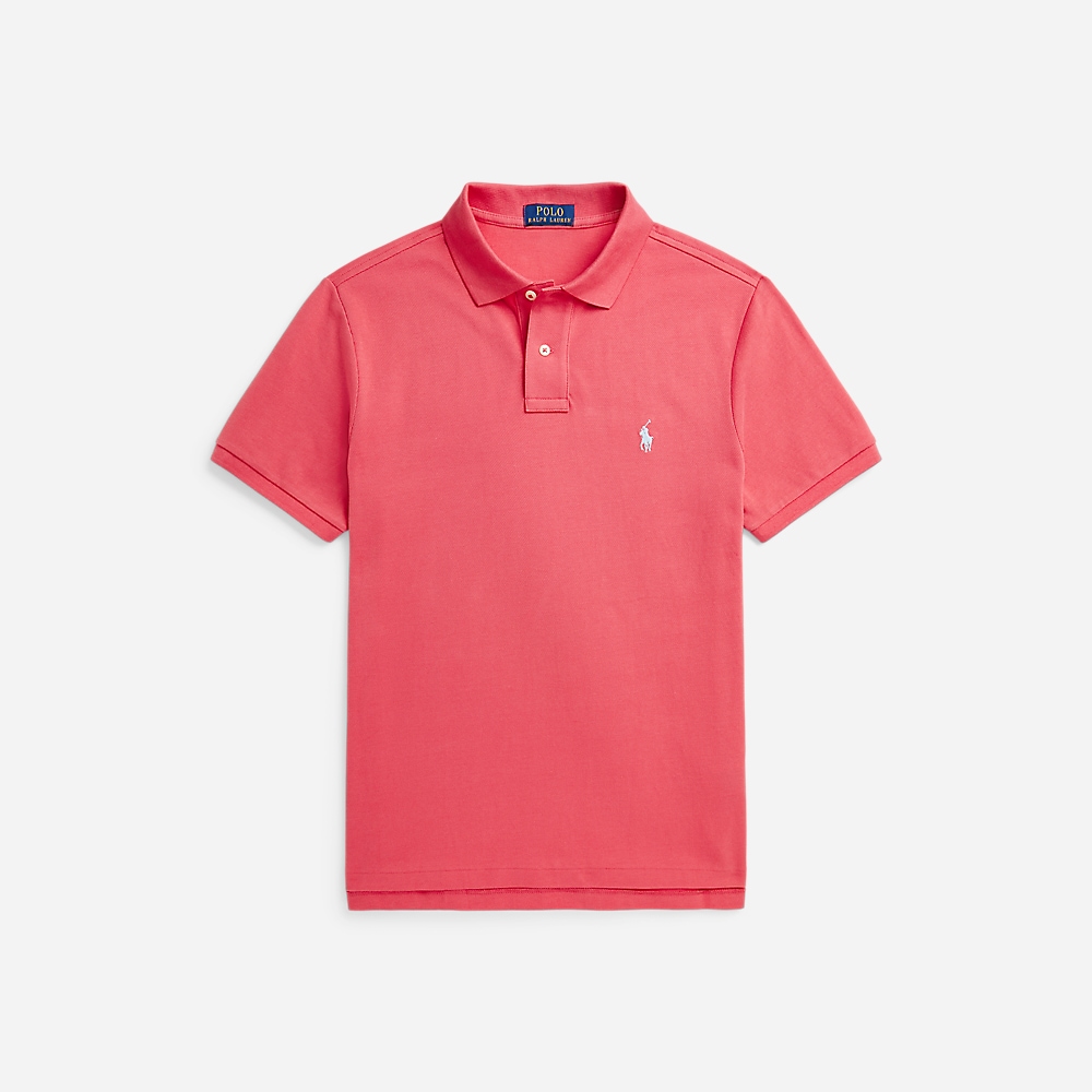 Custom Slim Fit Mesh Polo Shirt - Pale Red