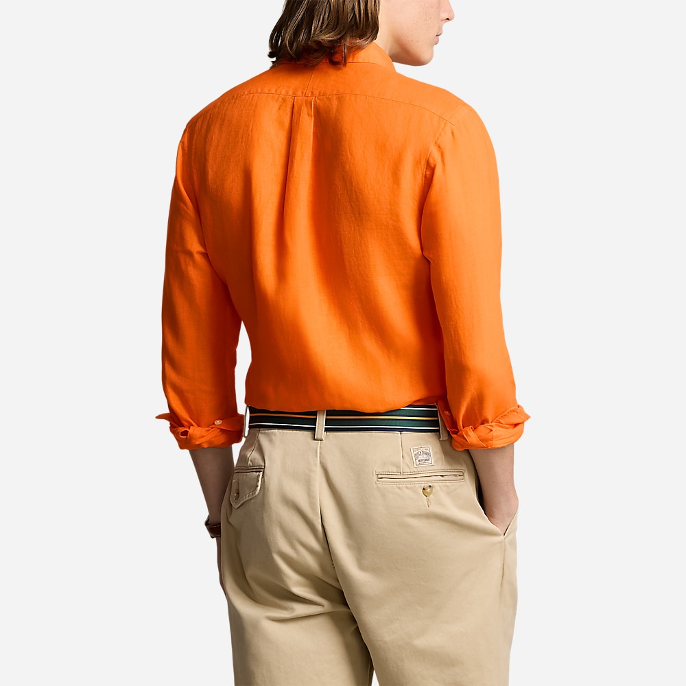 Custom Fit Linen Shirt - Bright Signal Orange