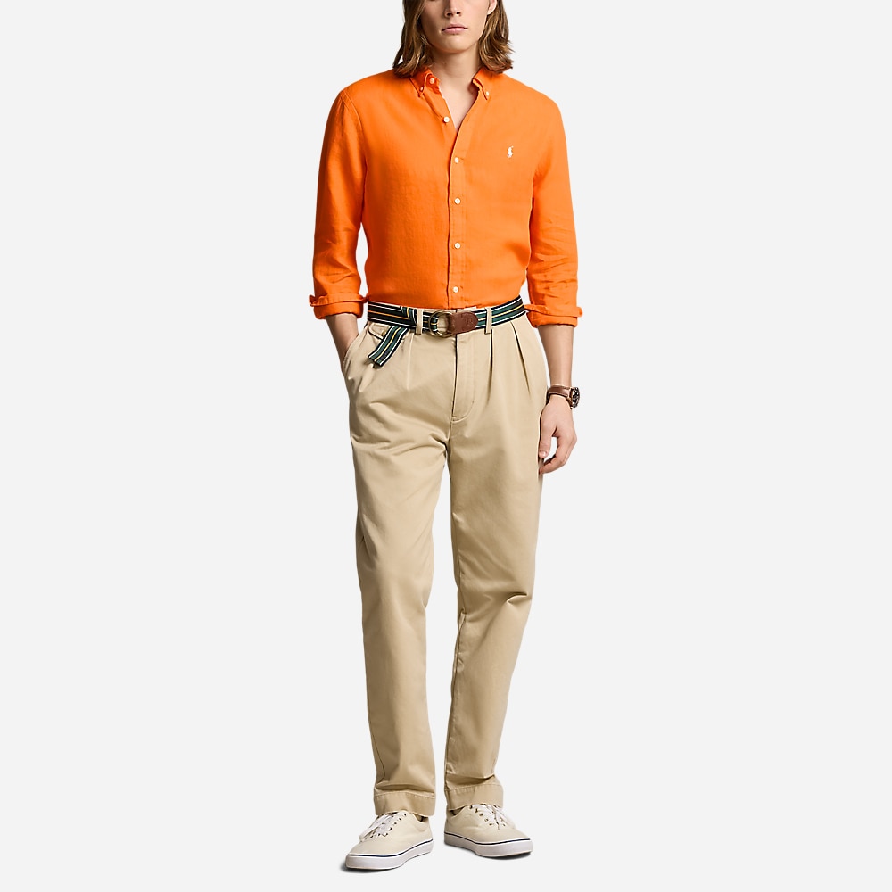 Custom Fit Linen Shirt - Bright Signal Orange