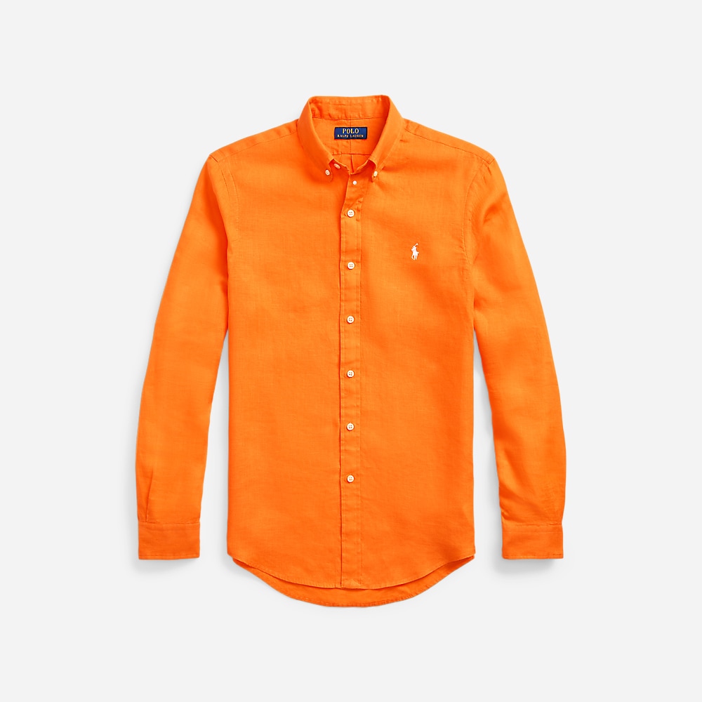 Custom Fit Linen Shirt - Bright Signal Orange