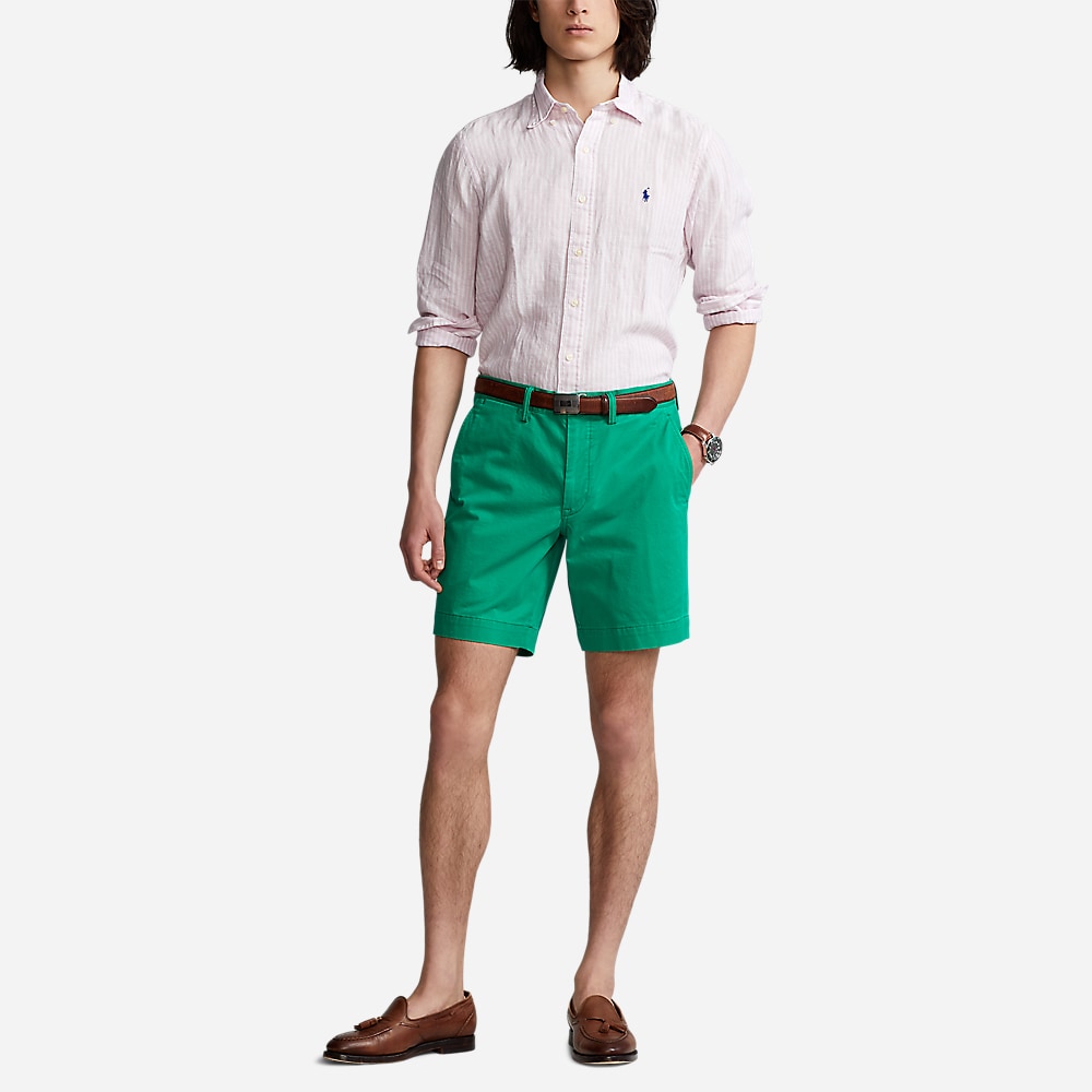 Custom Fit Striped Linen Shirt - Pink/White