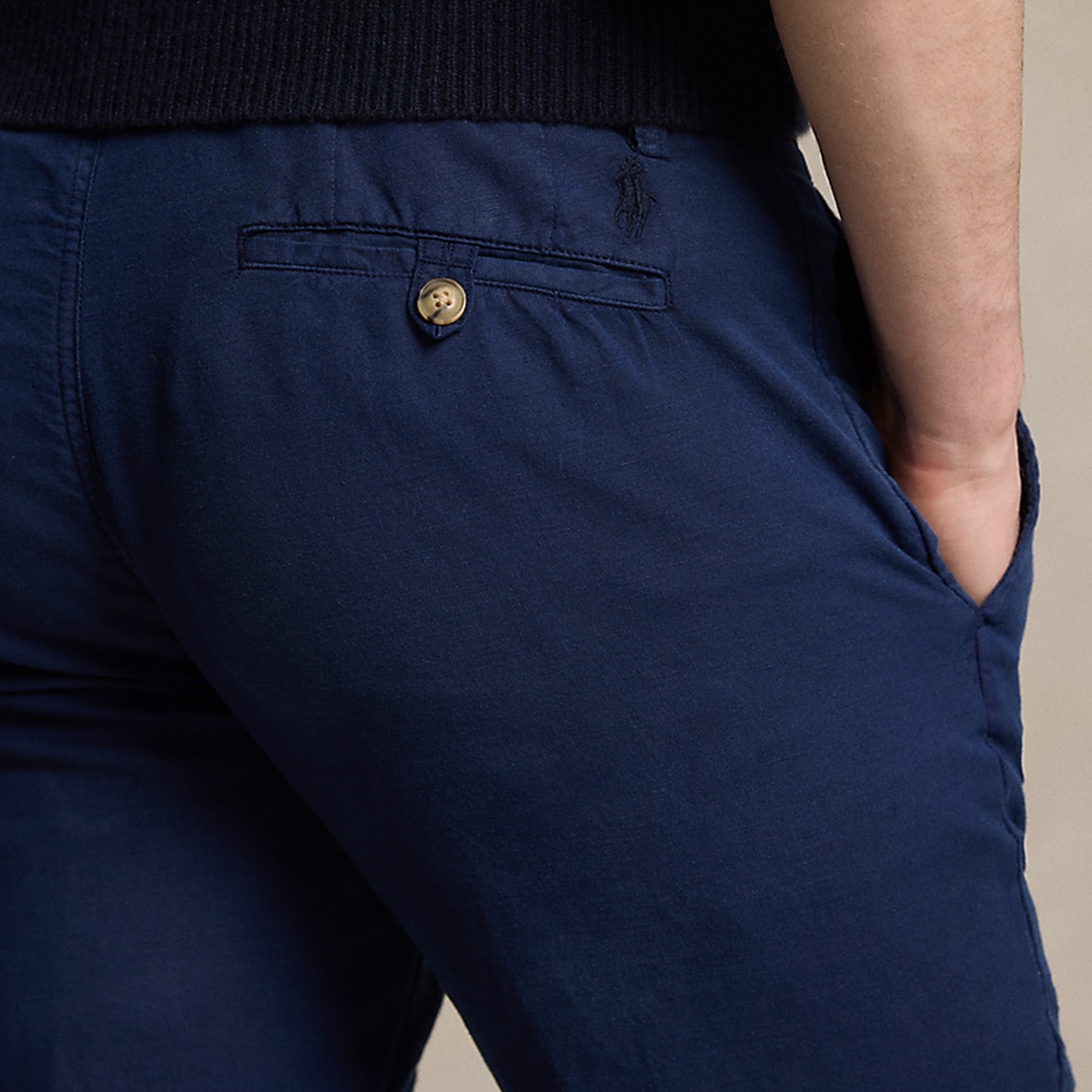 Straight Fit Linen-Cotton Pant - Newport Navy