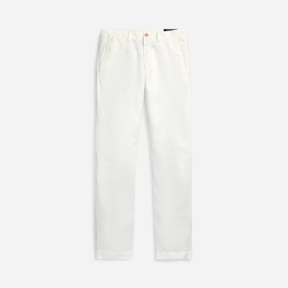 Straight Fit Linen-Cotton Pant - Deckwash White