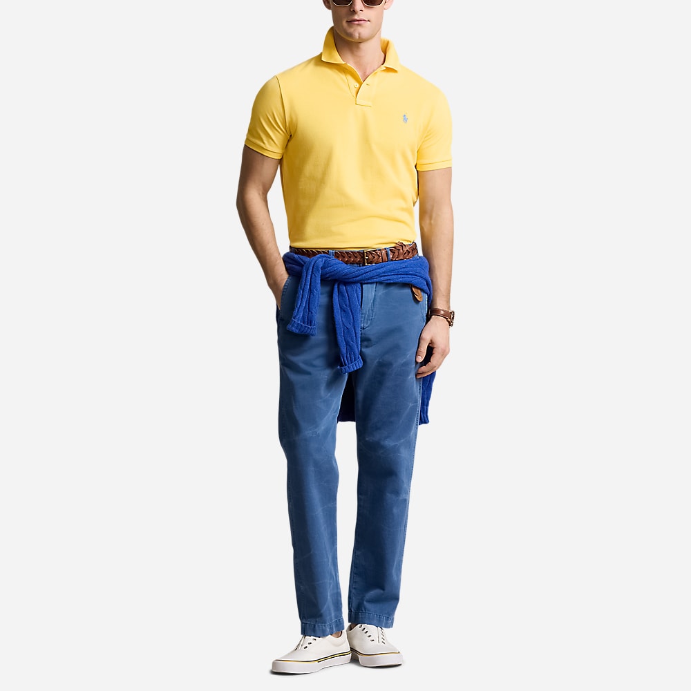 Custom Slim Fit Mesh Polo Shirt - Oasis Yellow