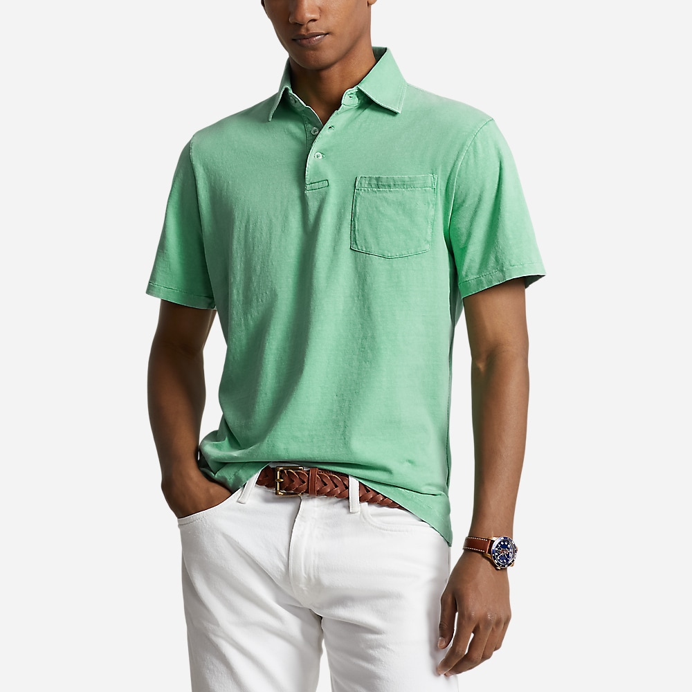 Classic Fit Cotton-Linen Polo Shirt - Celadon