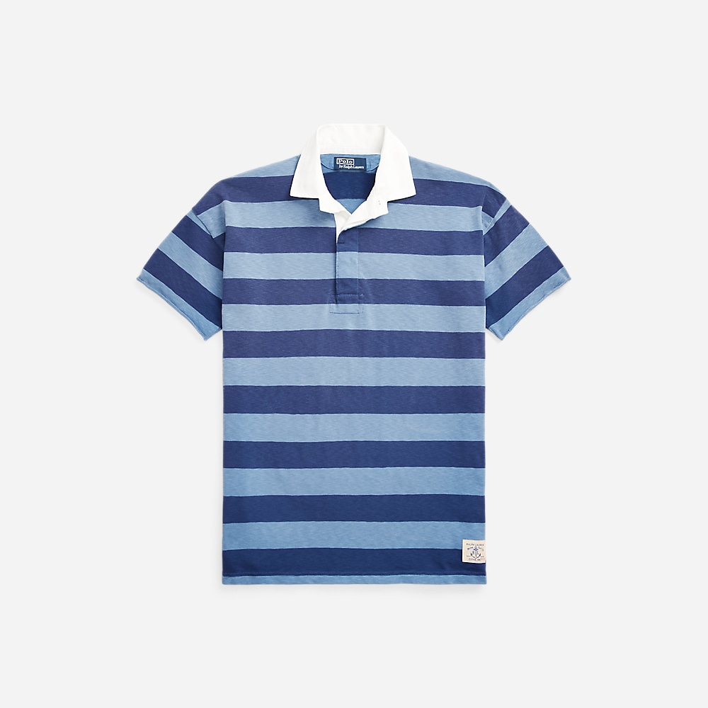 Classic Fit Striped Jersey Rugby Shirt - Beach Royal Multi