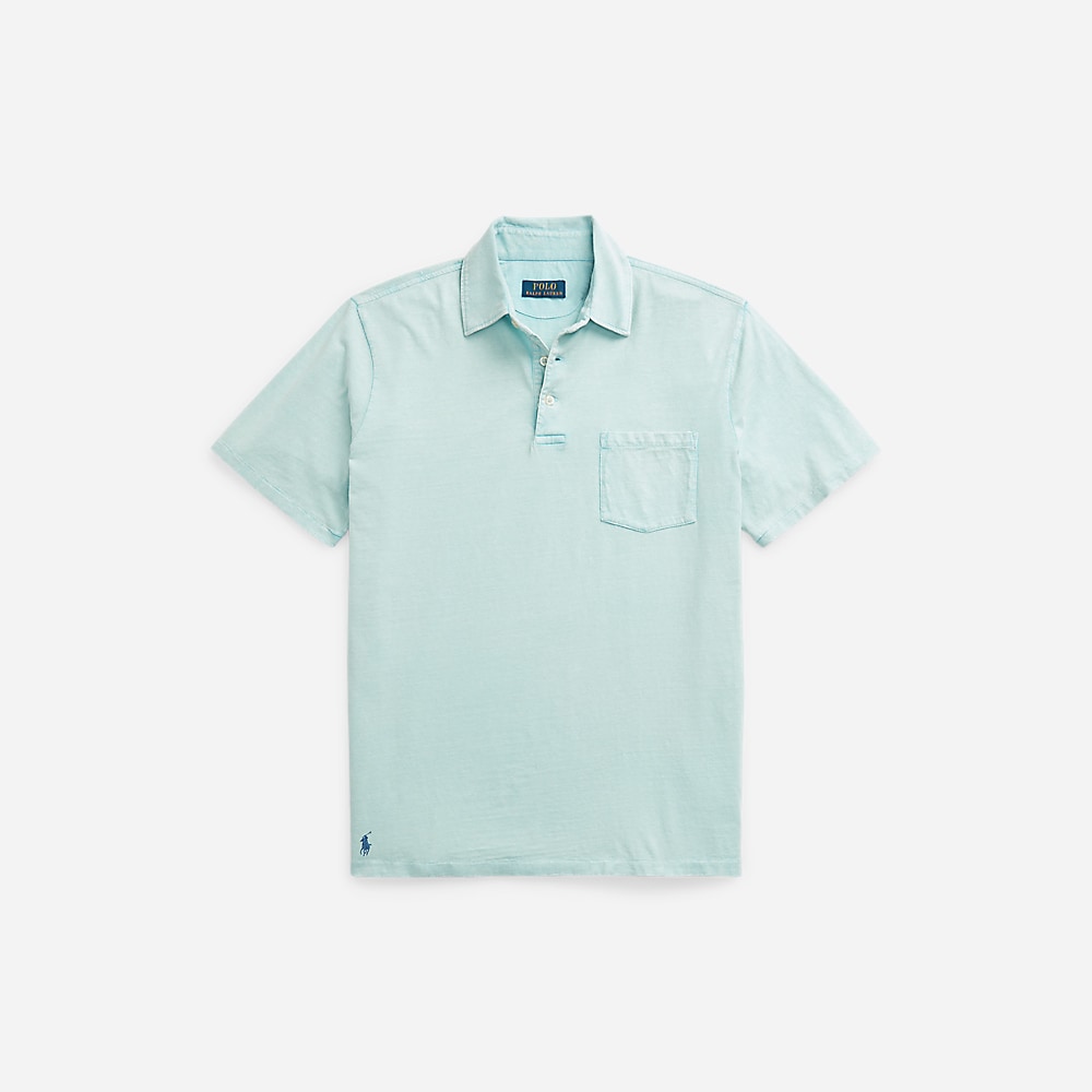 Classic Fit Cotton-Linen Polo Shirt - Alpine Blue