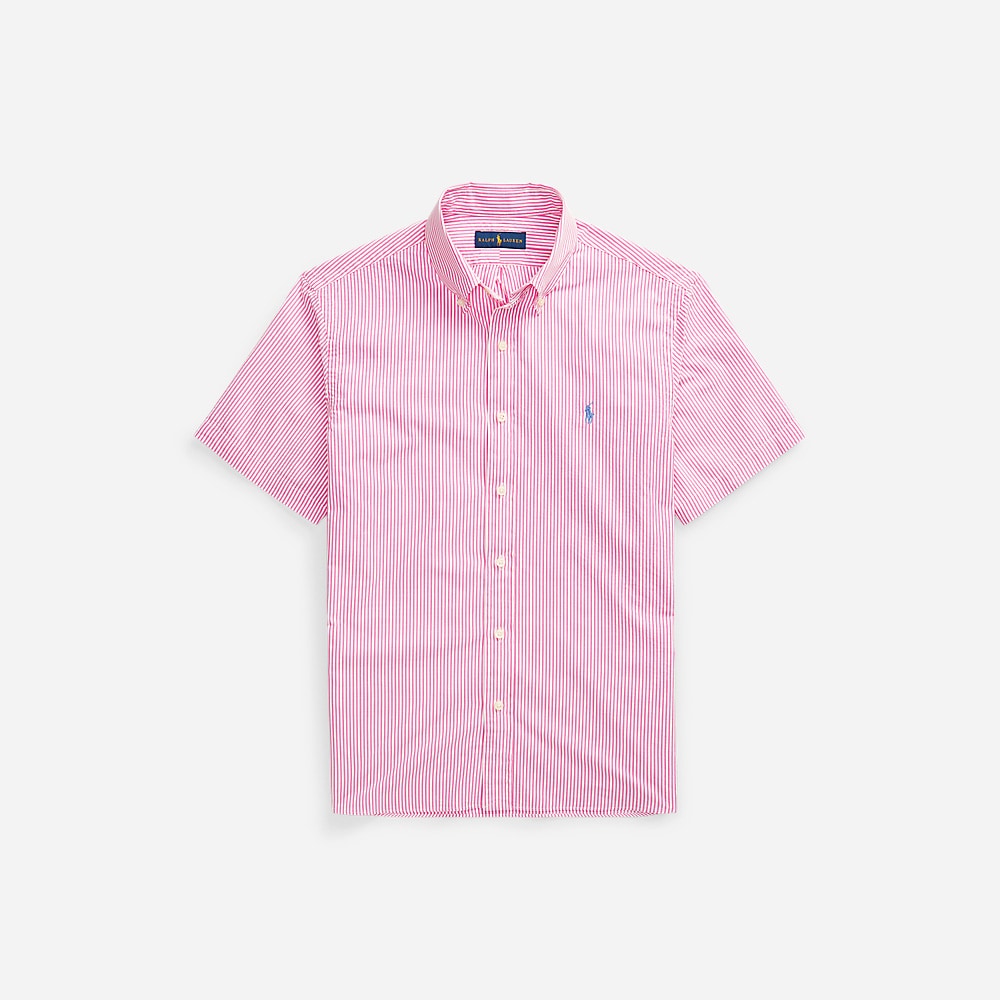 Custom Fit Striped Seersucker Shirt - Rose/White