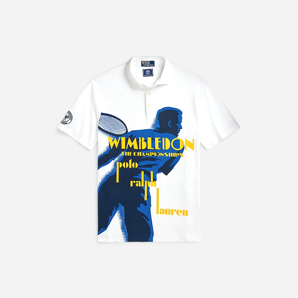 Wimbledon Classic Fit Graphic Polo Shirt - Lawn Tennis Player Print