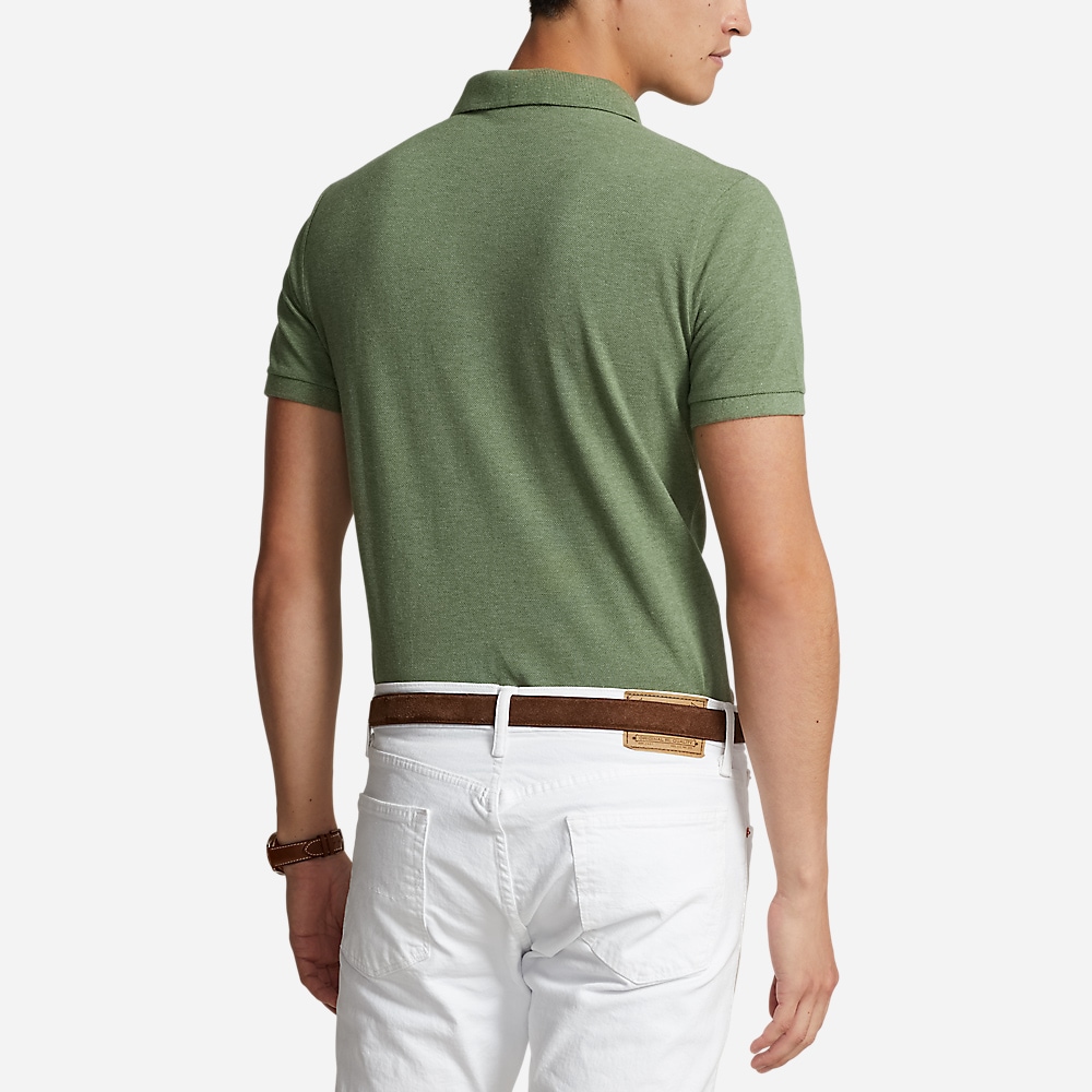 Custom Slim Fit Mesh Polo Shirt - Cargo Green Heather