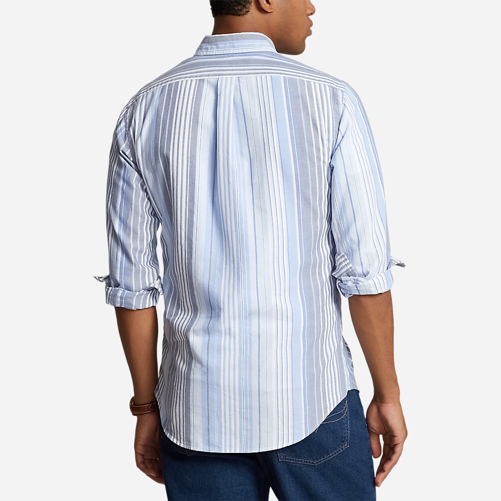 Custom Fit Striped Oxford Shirt - Blue Multi