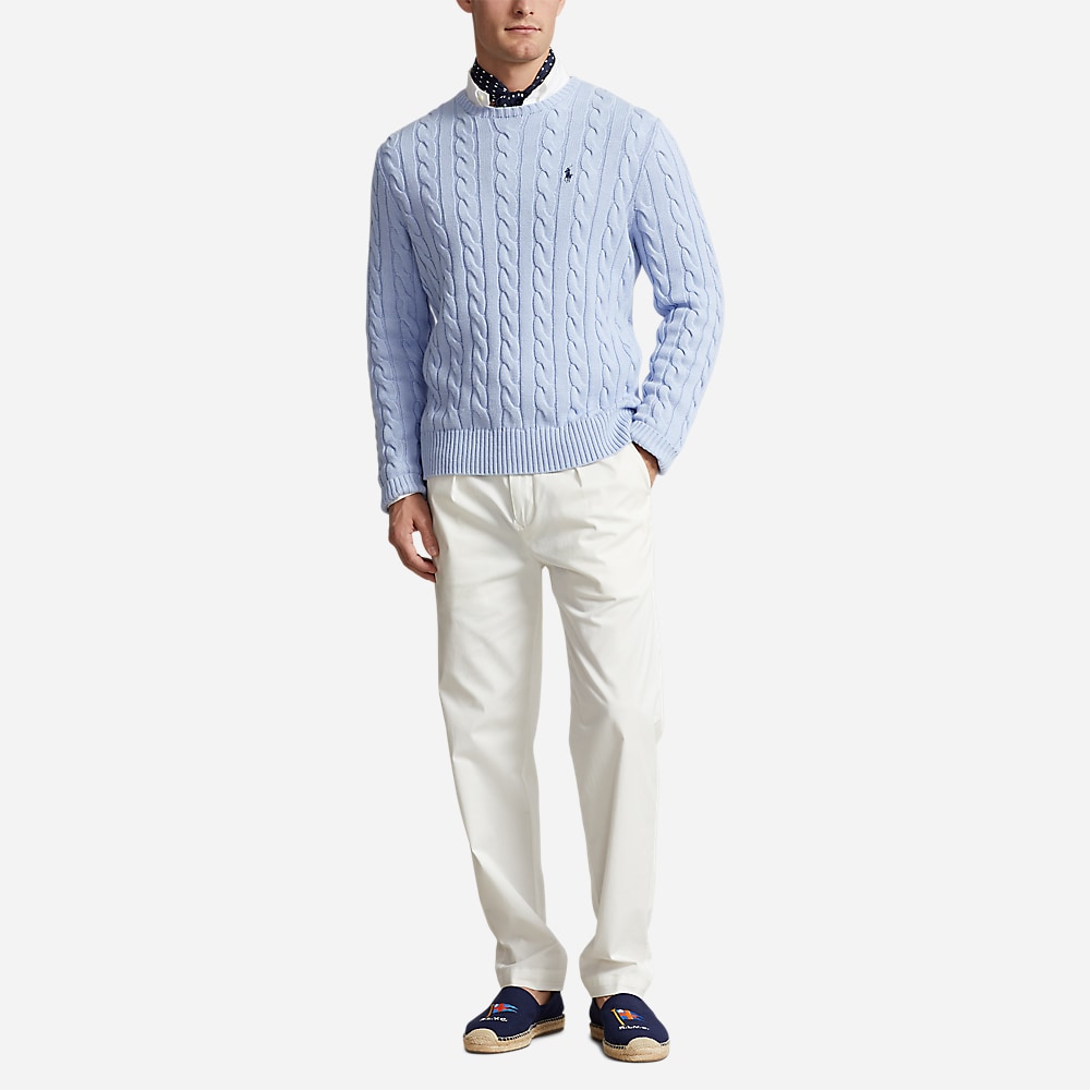 Cable-Knit Cotton Jumper - Blue Hyacinth