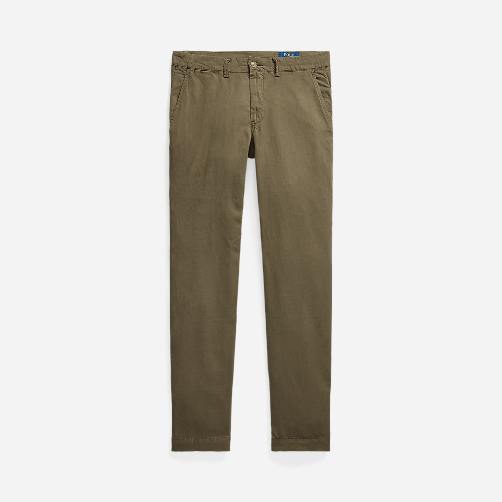 Straight Fit Linen-Cotton Pant - Canopy Olive