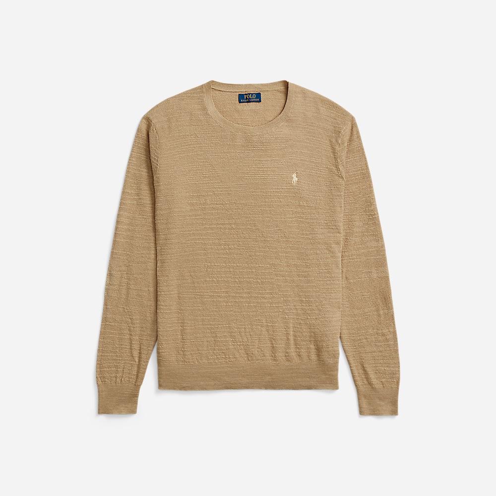 Cotton-Linen Crewneck Sweater - Vintage Khaki