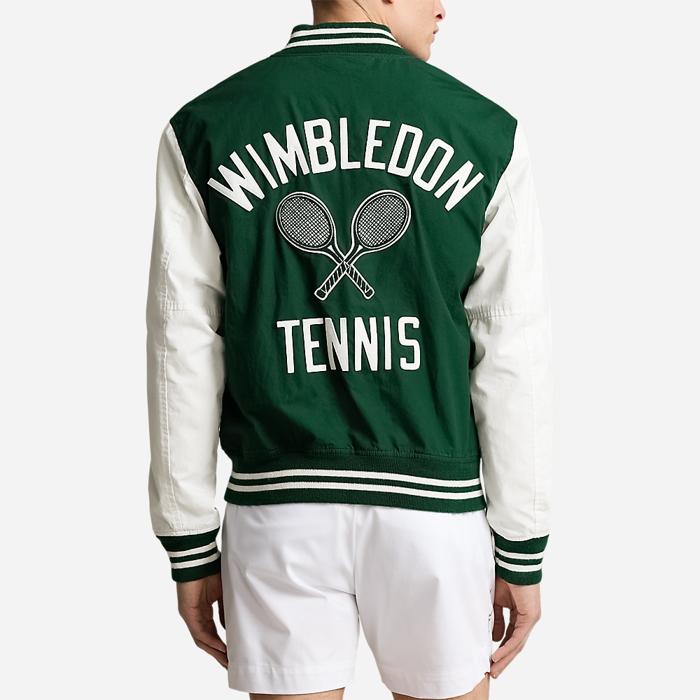 Wimbledon Letterman Jacket - Moss Agate/White