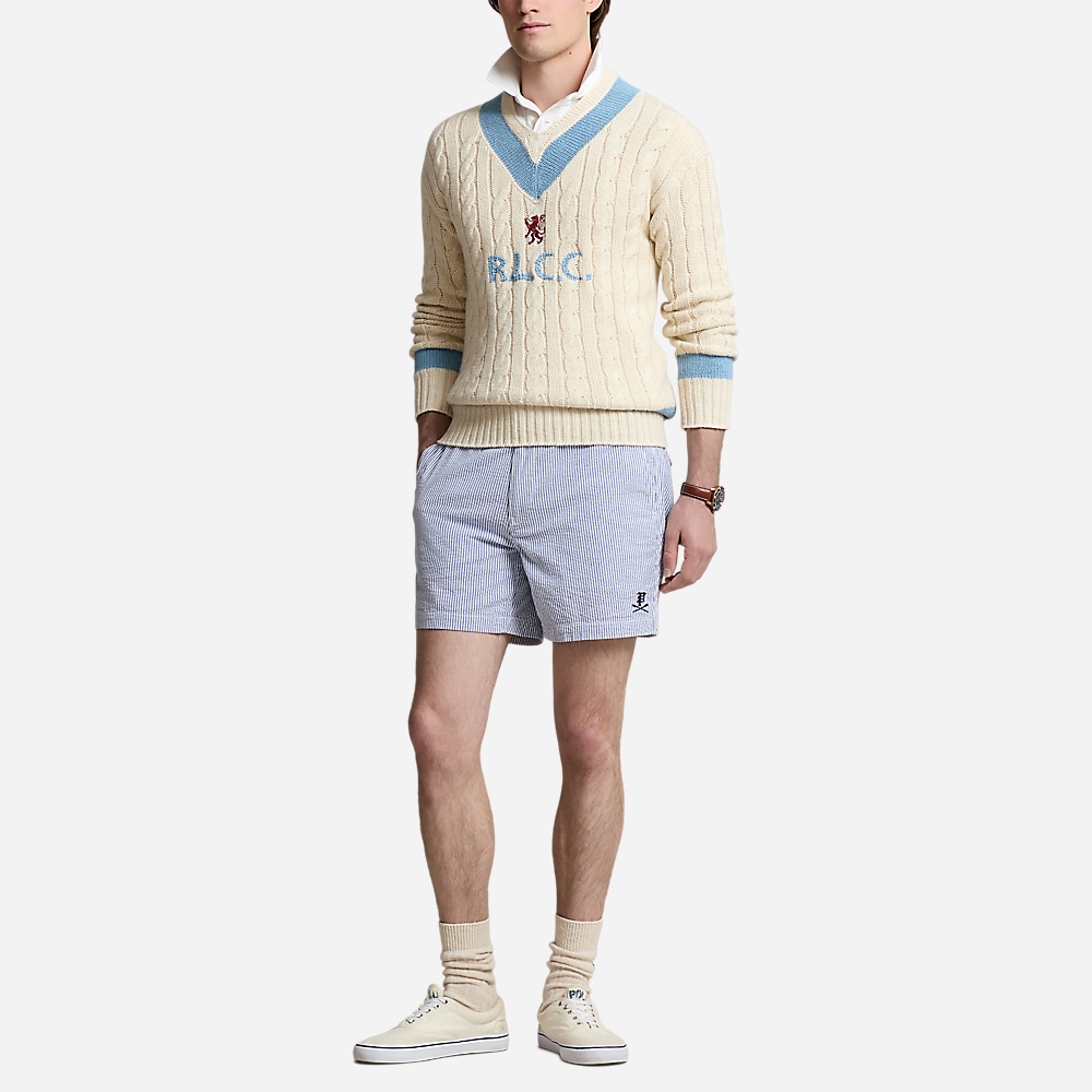 Polo Prepster Seersucker Short - Blue Seersucker W/Gthc P Emb