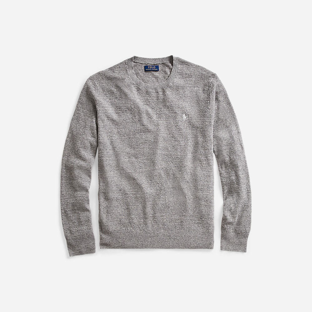 Cotton-Linen Crewneck Sweater - Fawn Grey Heather