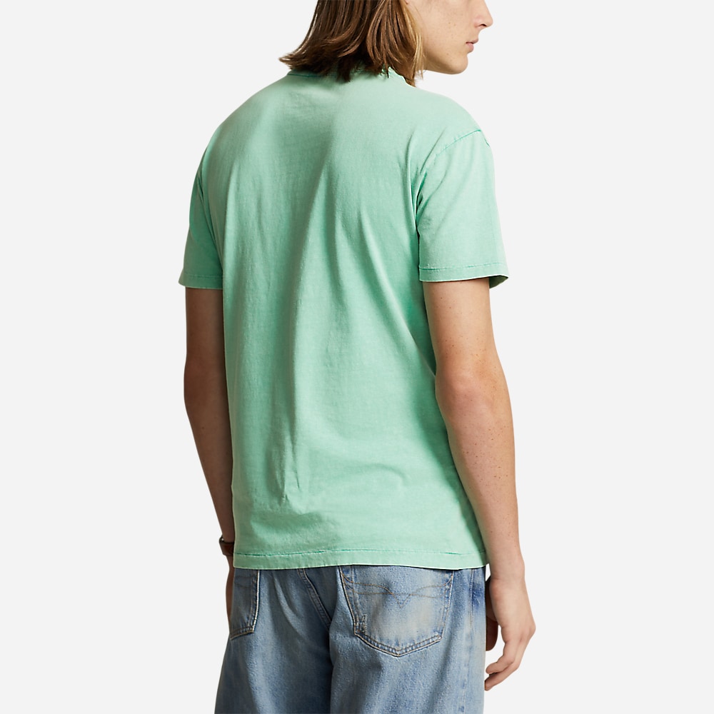 Classic Fit Cotton-Linen Pocket T-Shirt - Celadon