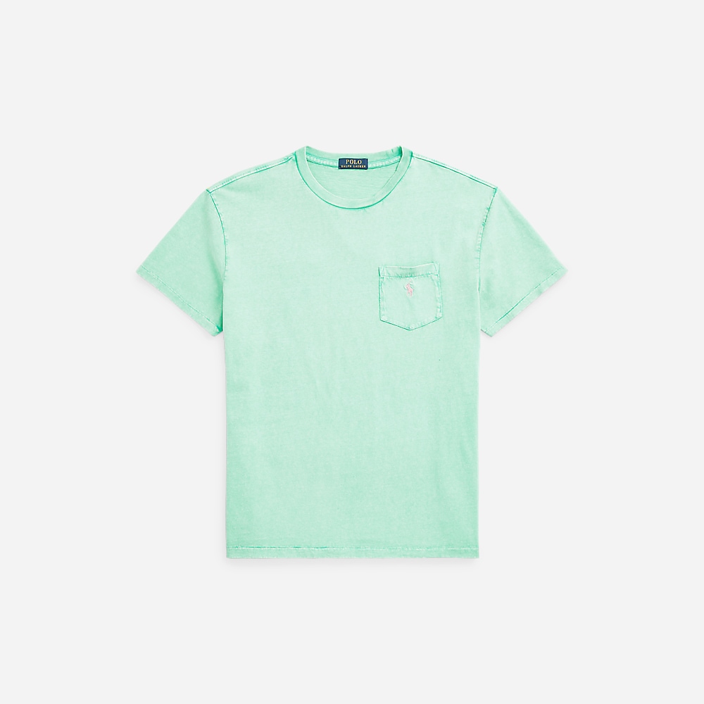 Classic Fit Cotton-Linen Pocket T-Shirt - Celadon