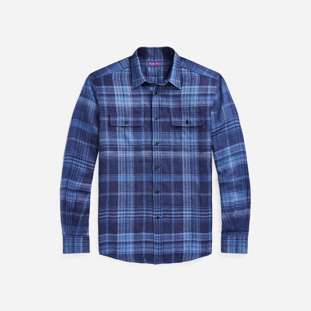 Plaid Linen Shirt - Indigo Blue Multi