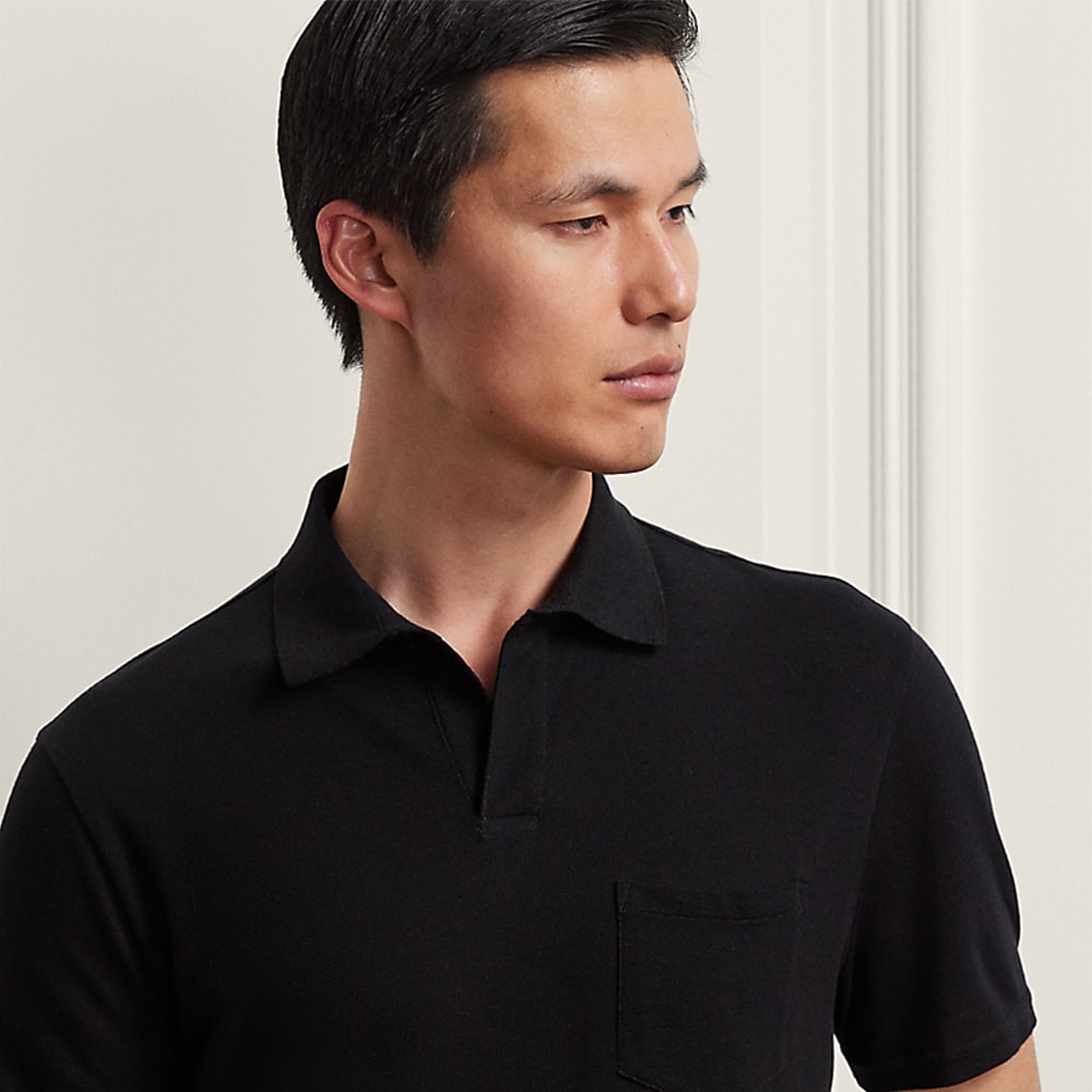 Custom Slim Fit Cotton-Blend Polo Shirt - Classic Black
