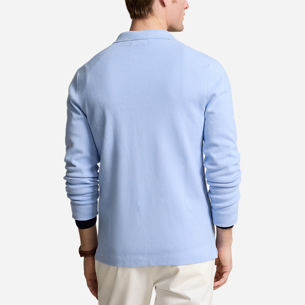 Cotton Camp-Collar Sweater - Blue Hyacinth