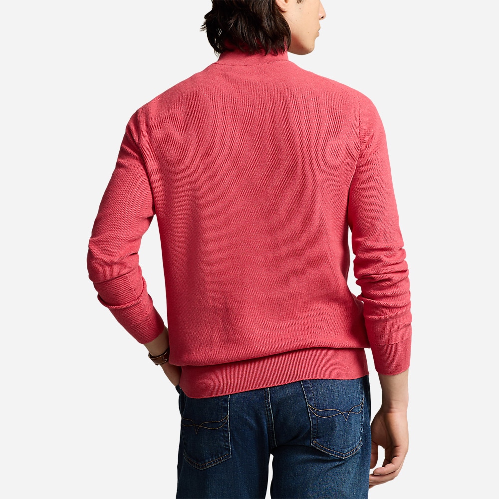 Mesh-Knit Cotton Quarter-Zip Sweater - Nantucket Red Heather