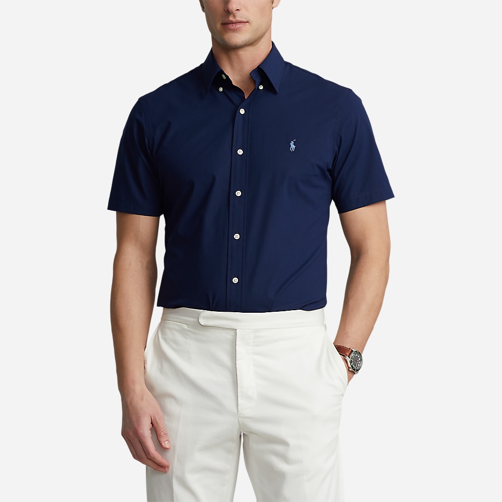 Custom Fit Stretch Poplin Shirt - Newport Navy