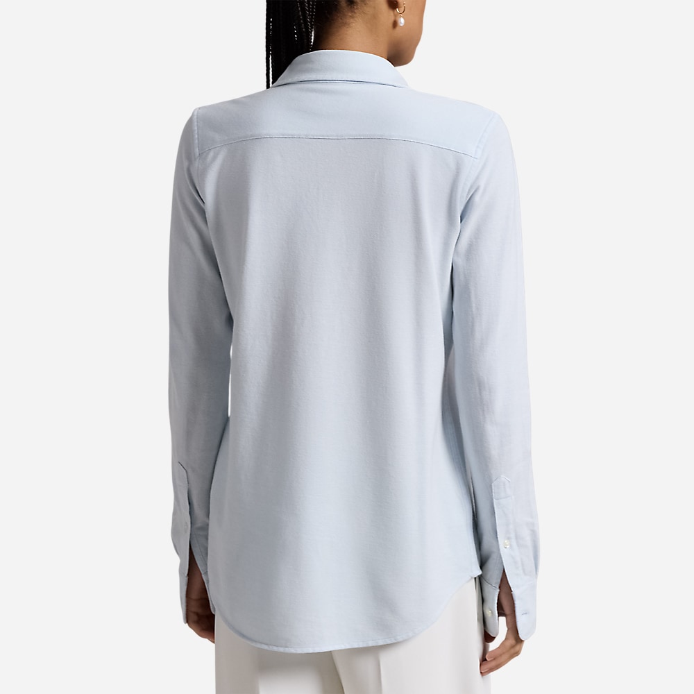 Slim Fit Knit Cotton Oxford Shirt - Chambray Indigo