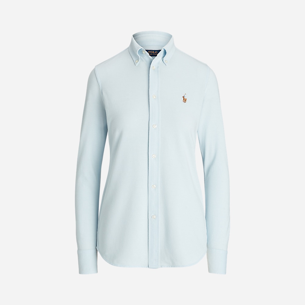 Slim Fit Knit Cotton Oxford Shirt - Chambray Indigo