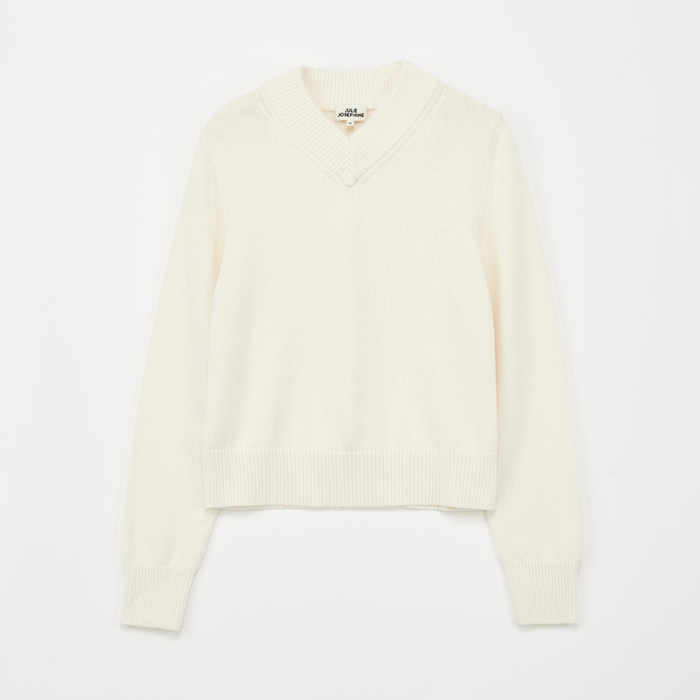 Boxy V-Neck Sweater - Off White